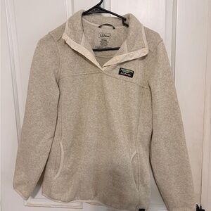 L.L.Bean Beige/Cream Sherpa Snap-Front Pullover